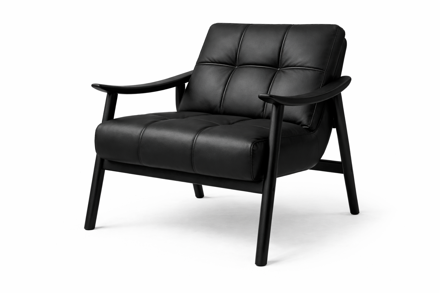Modern Microfiber Leather Lounge Chair | Pine Wood Frame