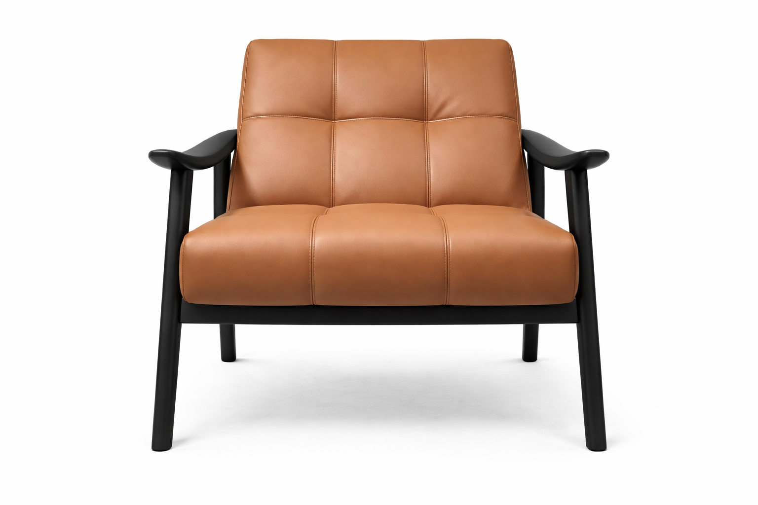 Luxury Microfiber Leather Armchair | Modern Pine Wood Chair