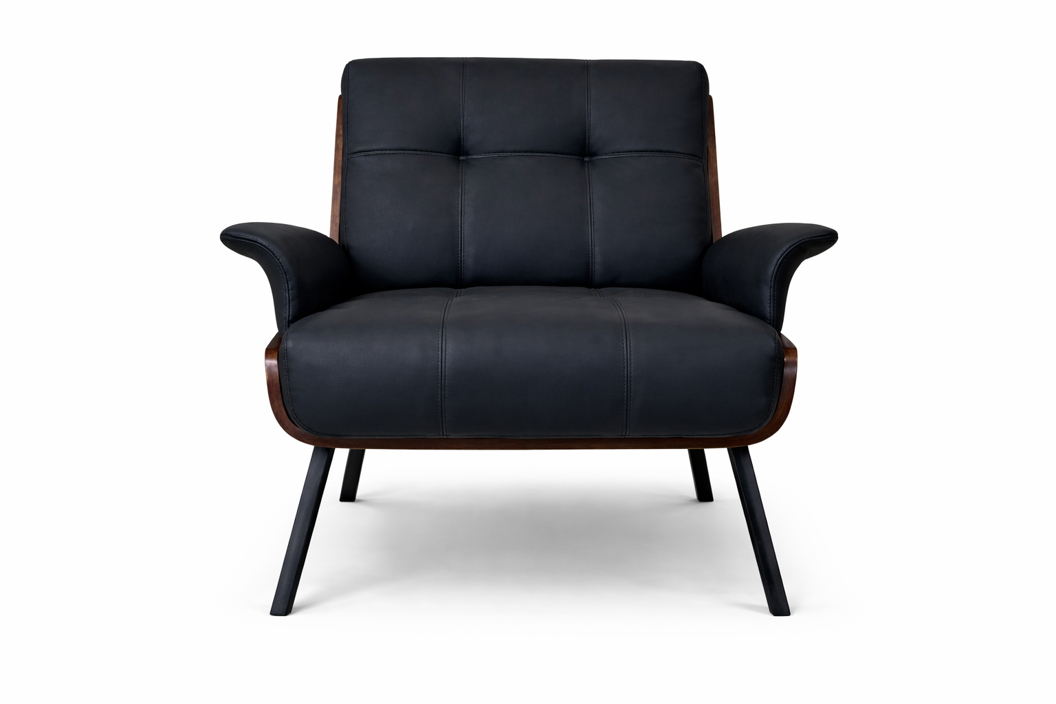 Top Grain Leather Armchair | Walnut Finish Lounge Chair