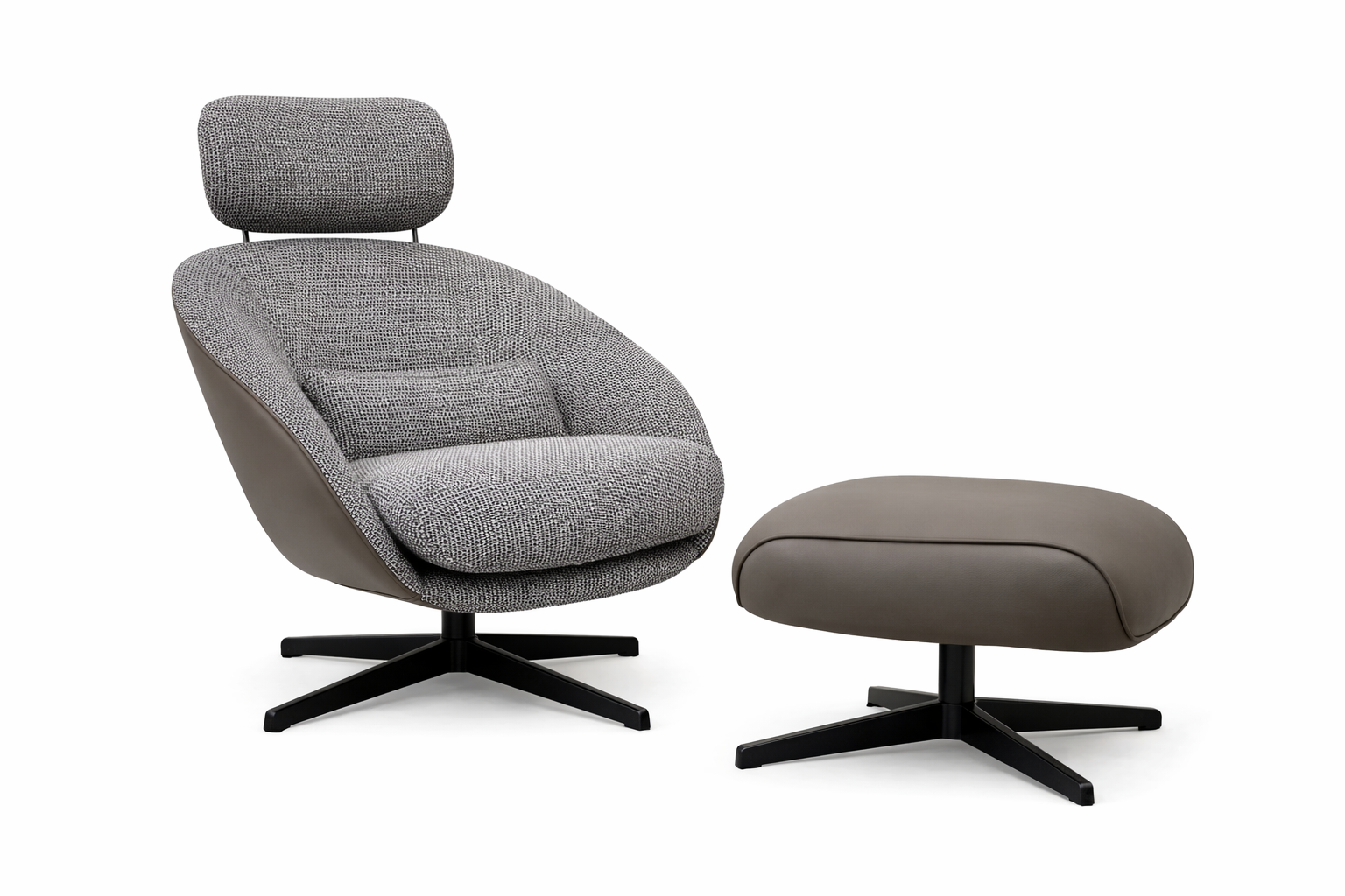 Modern Recliner Chair with Footstool | Fabric Lounge Set