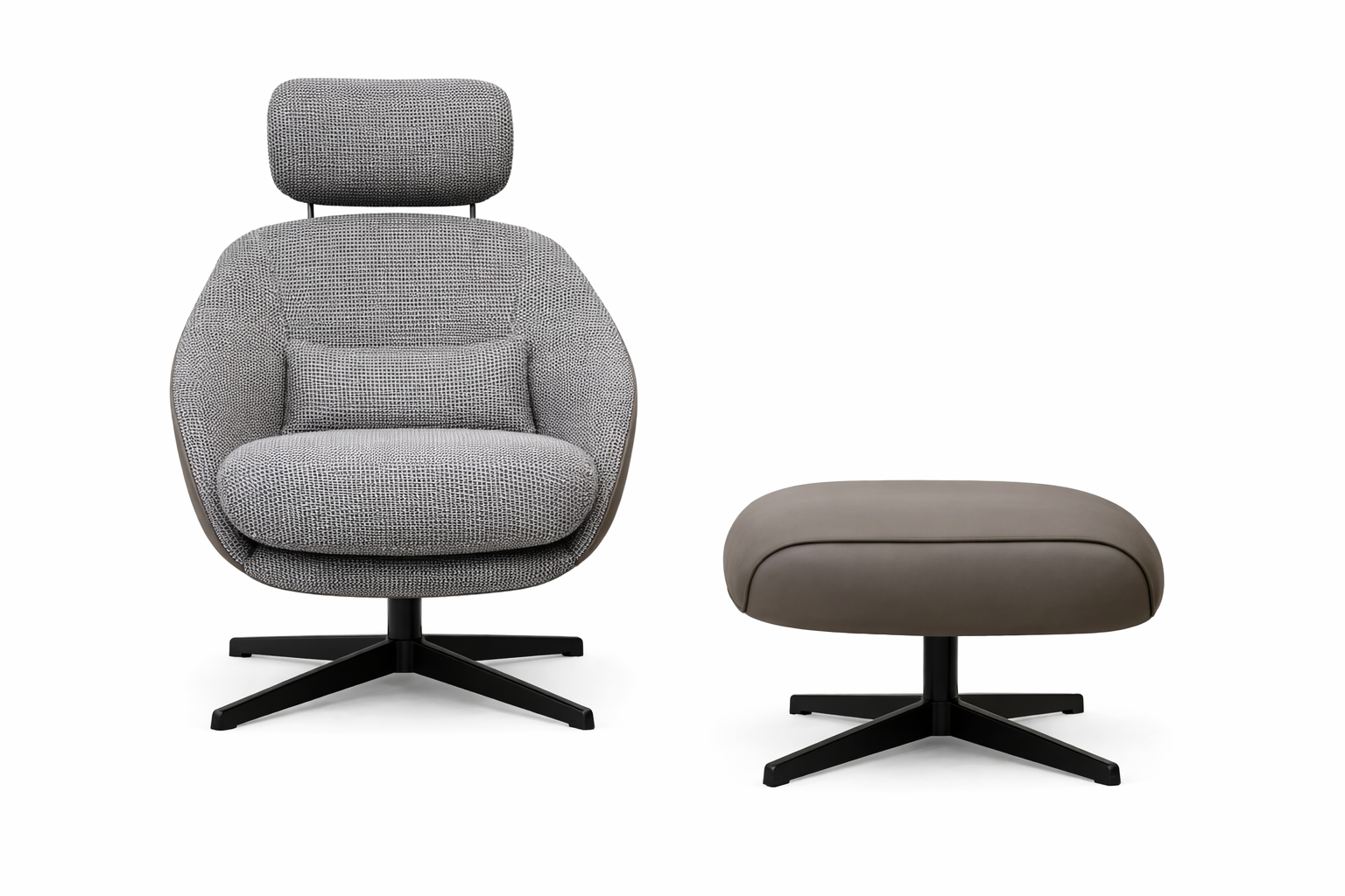 Modern Recliner Chair with Footstool | Fabric Lounge Set