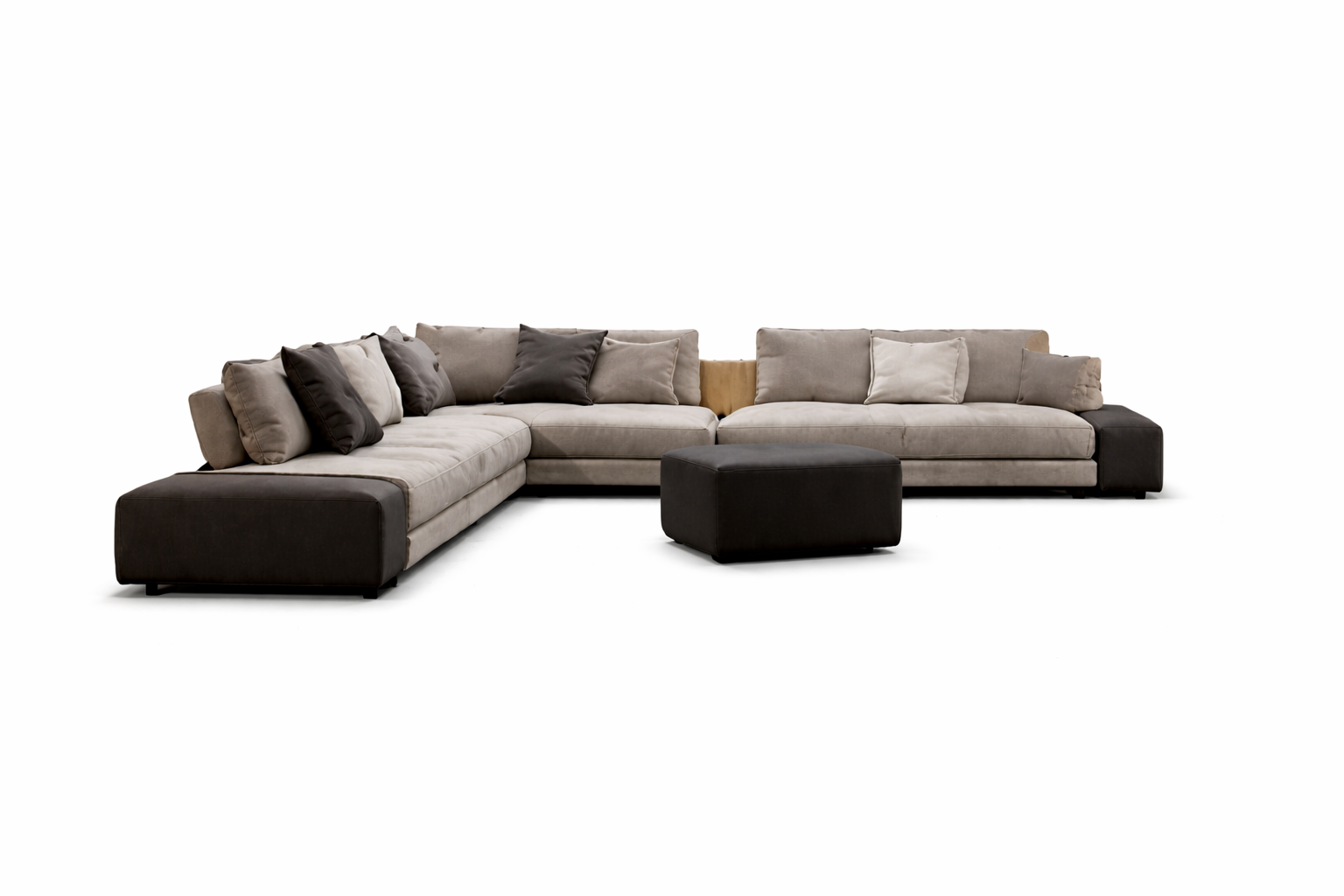 Premium Designer Sofa with Genuine Leather Footrest