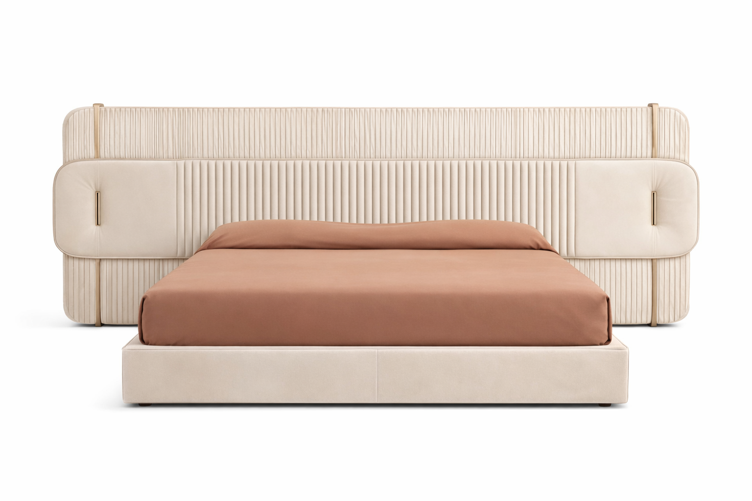 Luxury Nappa Leather Bed with Birch Wood Frame