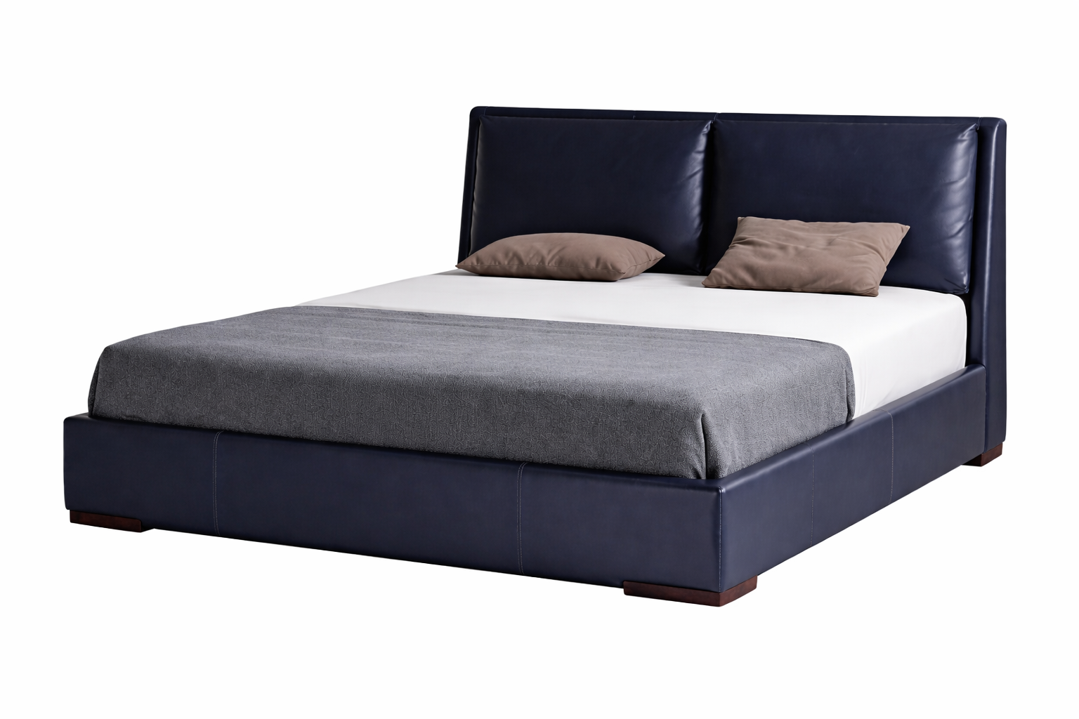 Modern Eco-Leather Bed with Down-Filled Sponge Comfort