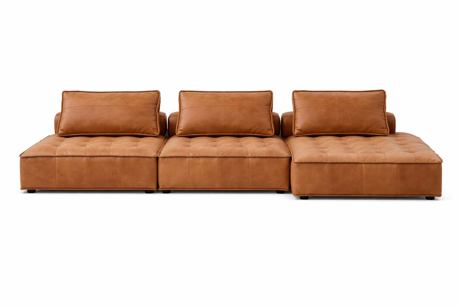 Luxury Modular Leather Sectional Sofa with Solid Wood Frame