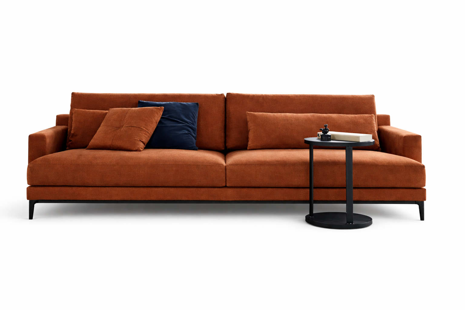 Contemporary Leather Sofa with Stainless Steel Details