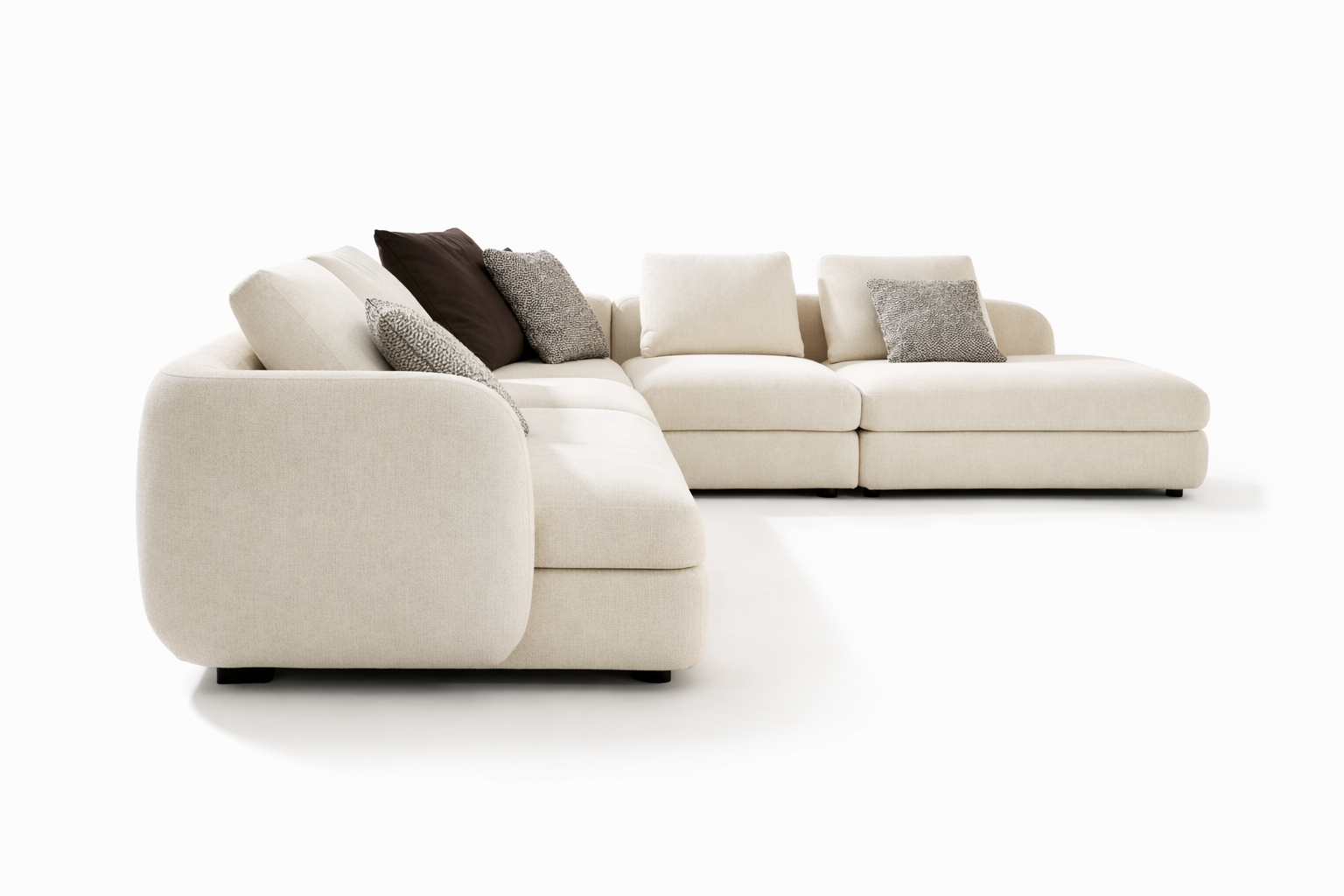 Modern L-Shaped Sofa with Lambswool Fabric