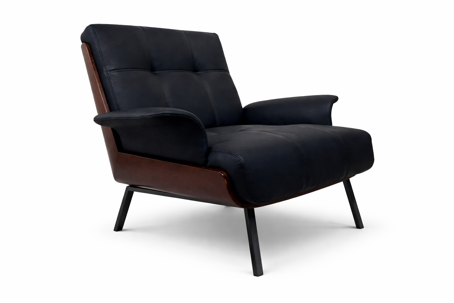 Top Grain Leather Armchair | Walnut Finish Lounge Chair