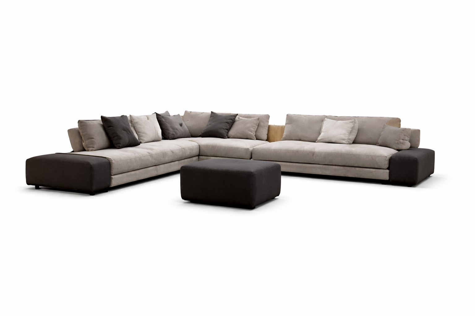 Premium Designer Sofa with Genuine Leather Footrest