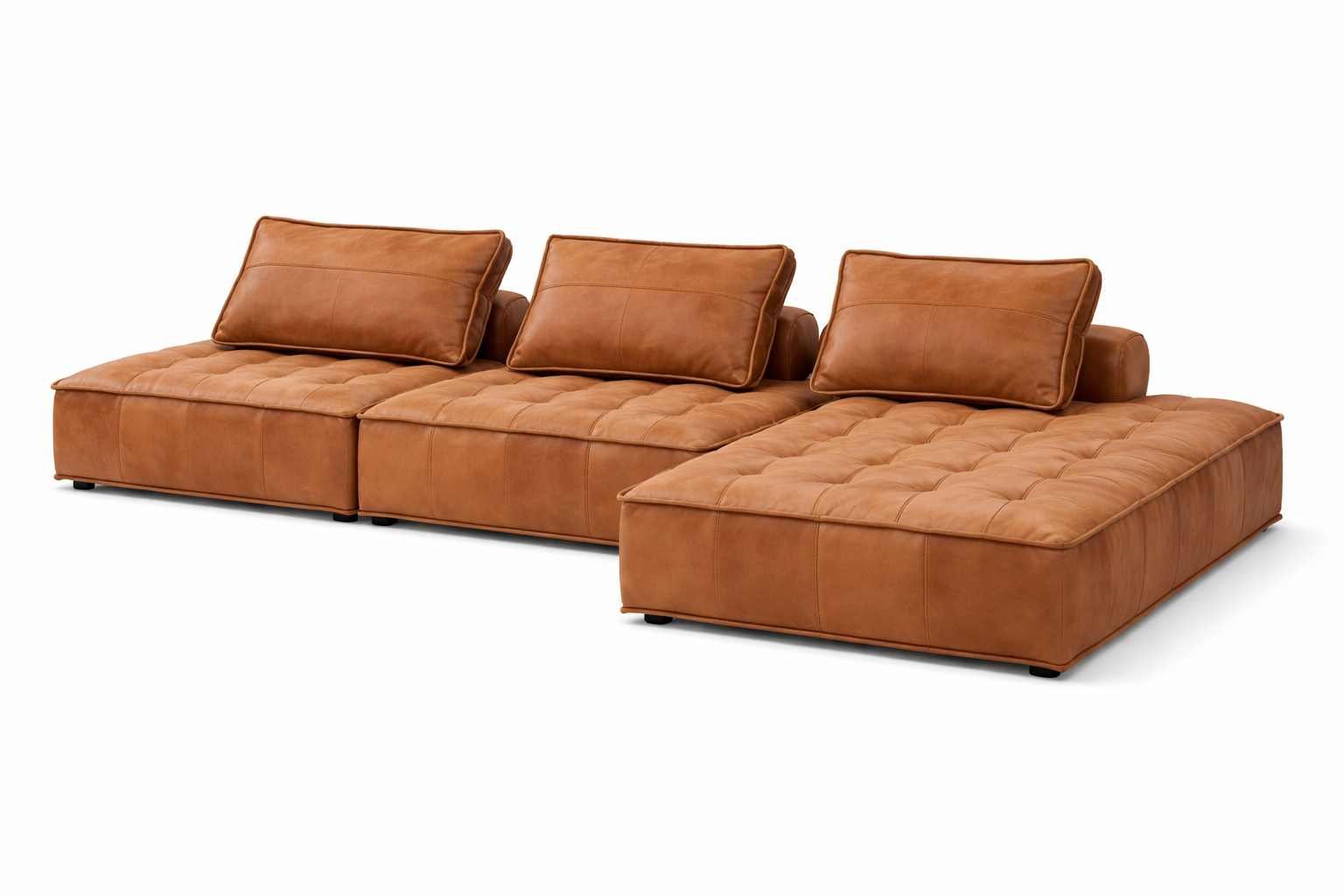 Luxury Modular Leather Sectional Sofa with Solid Wood Frame