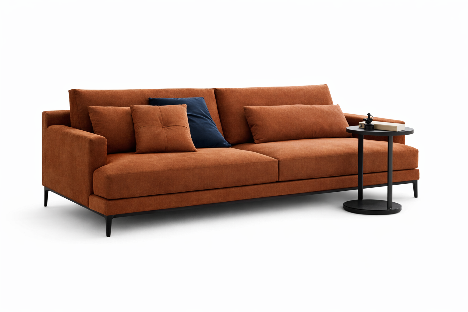 Contemporary Leather Sofa with Stainless Steel Details
