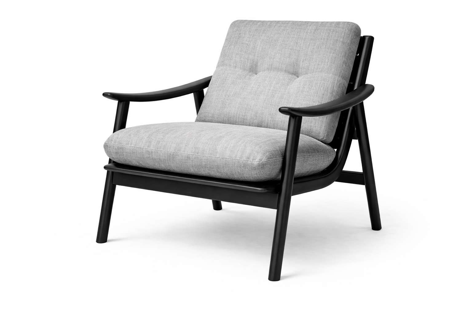 Solid Pine Wood Armchair | Modern Fabric Accent Chair