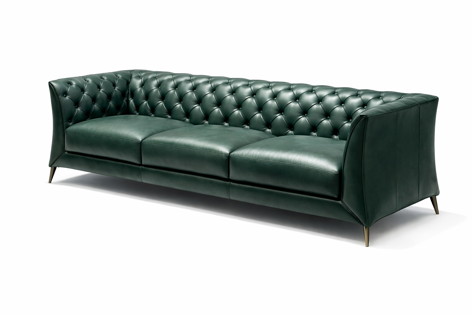 Top-Grain Oil-Waxed Leather Sofa with Wood Frame