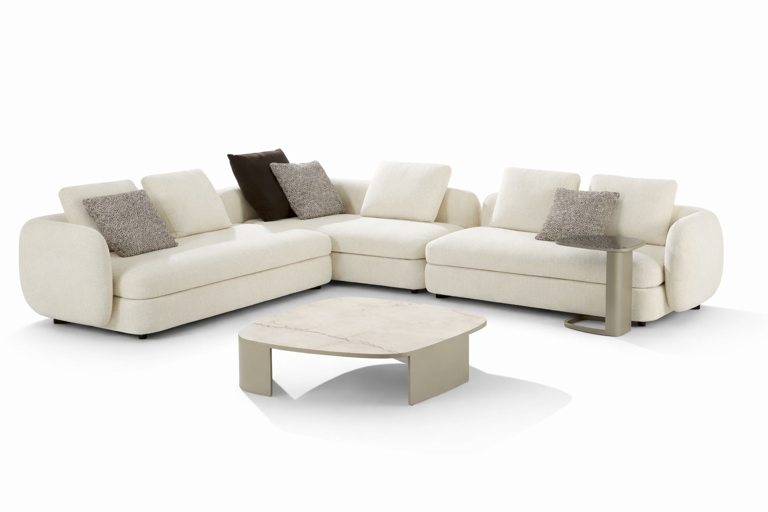 Modern L-Shaped Sofa with Lambswool Fabric